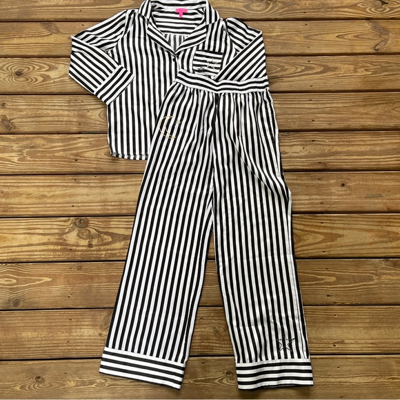 Betsey Johnson Other - Betsey Johnson Black White Striped Pajama Set Moon Star Sleepwear Size Small